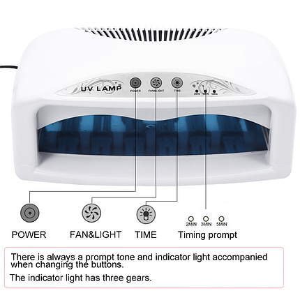 Ультрафіолетова лампа на дві руки Quick UV Dryer SM-704 на 42 Вт, біла, фото 2