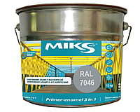 Эмаль-грунт алкидная MIKS "3 в 1" антикоррозионная серый (RAL 7046) 12кг