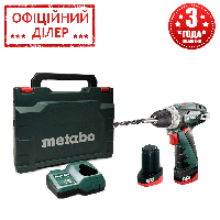 Аккумуляторный профессиональный шуруповерт Metabo PowerMaxx BS Basic (12 В, 2х2 А/ч, двухскоростной)