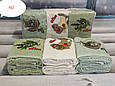Махрові рушники, для кухні, з вишивкою у зелених відтінках, набір 6 шт, Туреччина, фото 2