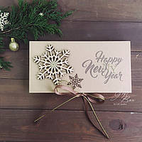 Gift box Craft winter деревяная снежинка Рождественская открытка с конвертом внутри