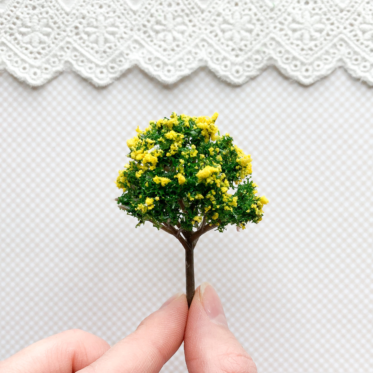 Штучне дерево 6 см Зелене з жовтим, фото 1