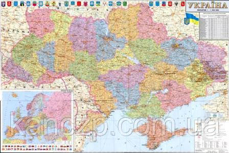 Адміністративна Карта України А0 лакована, фото 1