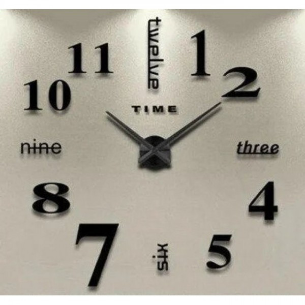 Настінний годинник 3D DIY CLOCK 120 см Цифри Чорний ZH015