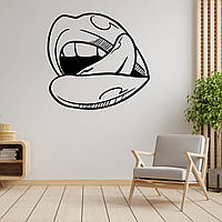 Вінілова інтер'єрна наклейка декор на стіну та шпалери (скло, меблі, дзеркало, метал) "Губи з язиком. Рот" з оракалу