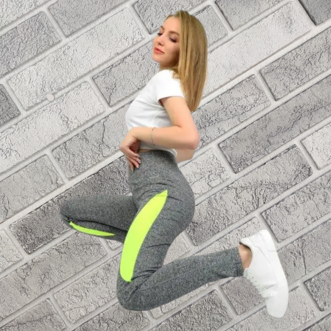 Лосіни жіночі демісезонні для фітнесу ЛАСТІВКА 44-48 р.А 407-2 меланжеві з салатовими вставками 30035515, фото 1