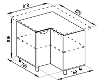Кухня Адель Люкс нижняя угловая секция Н 87х87 (Світ Меблів ТМ)