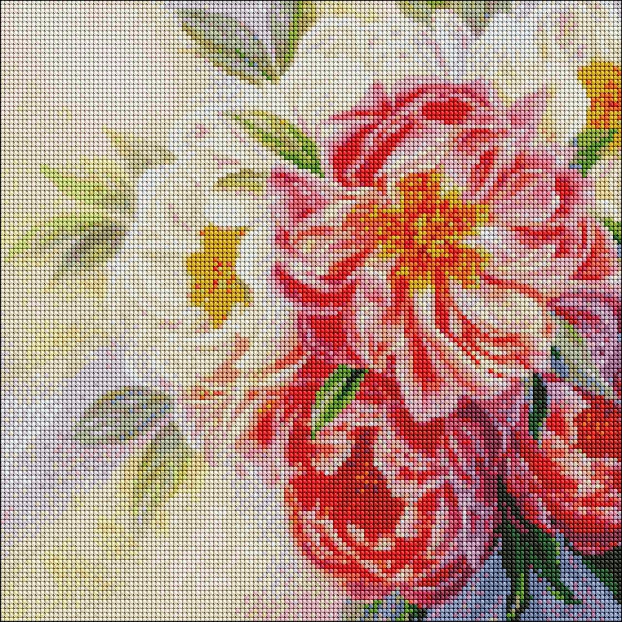 Алмазна мозаїка AMO7281 Півонієвий настрій ©annasteshka, 40х40см Ideyka на підрамнику