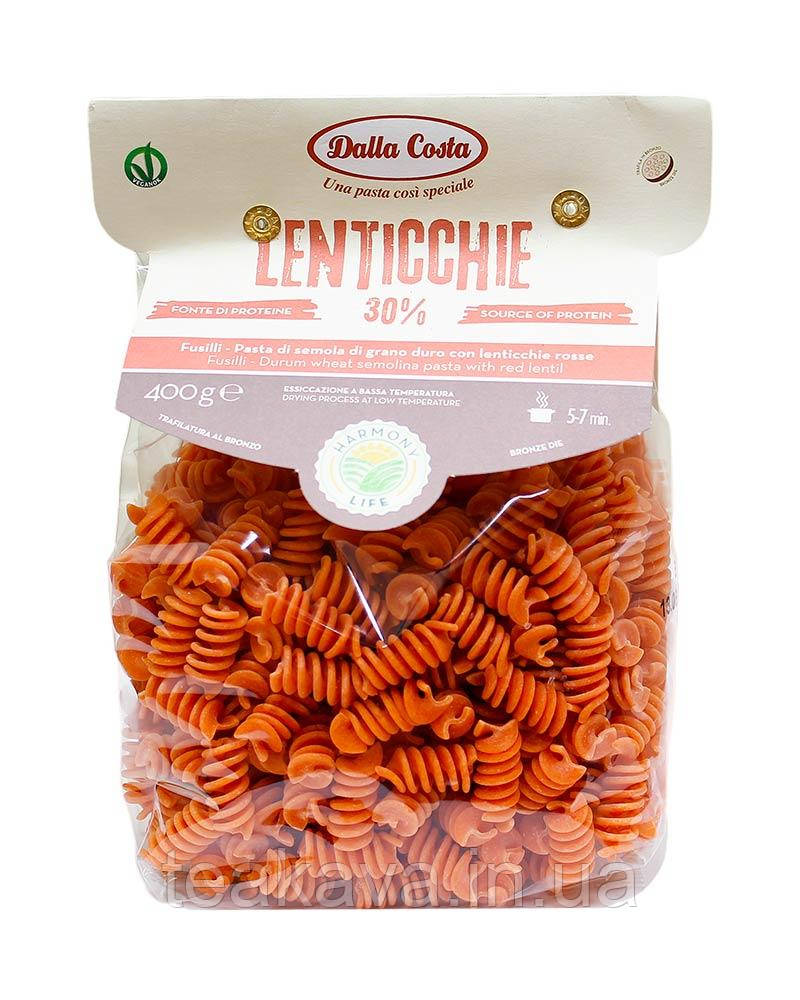Макароны DALLA COSTA Lenticchie Fusilli Спиральки/Фузилли с красной ...