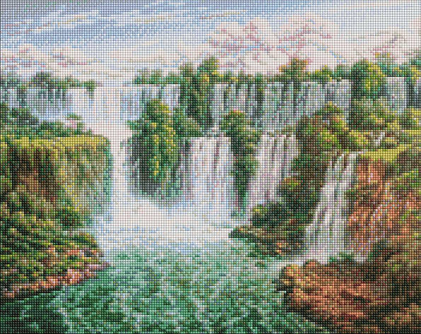 Алмазна мозаїка AMO7278 мальовничий водоспад © Сергій Лобач, 40x50см Ideyka на підрамнику, фото 1