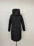 Жіноча демісезонна довга куртка-парка VM-01, чорна/пудра, фото 5