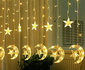 Новорічна гірлянда бахрома Зірка/Півмісяць 3 м*0,9 м АР