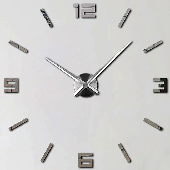 Купить 60-130 см, Большие настенные часы с 3D эффектом Instant Silver ...