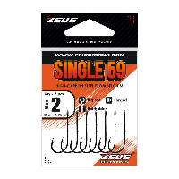 Одинарный крючек ZEUS Single 59 с насечками №1 (6 шт) (12 мм)