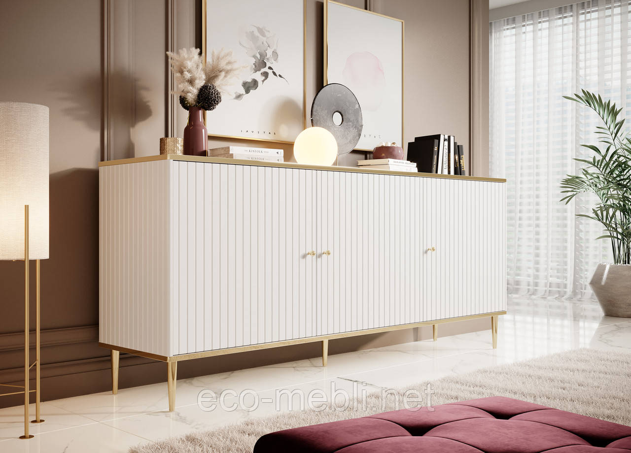 Комод 3Д у вітальню, спальню Glamour білий матовий Cama meble, фото 1