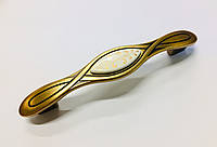 Ручка скоба современная классика с вставкой CG-9-004 античное золото 128 мм