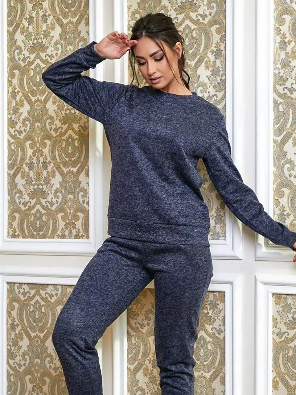 Ангоровий жіночий костюм, темно-синій, фото 1