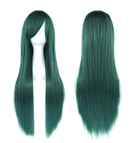 Перука зелена довга пряма 80 см