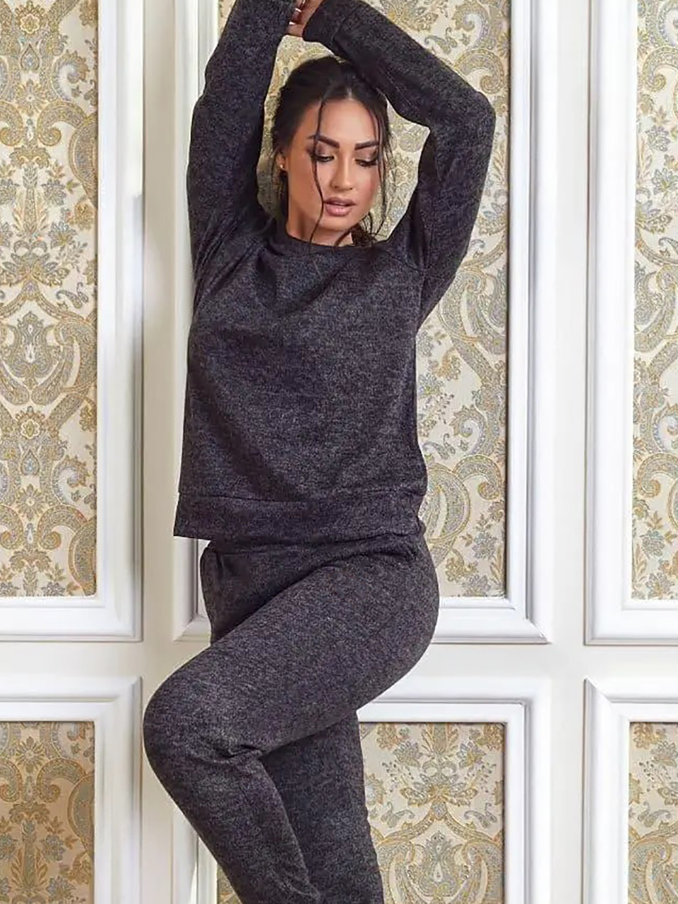 Ангоровий жіночий костюм, чорний, фото 1