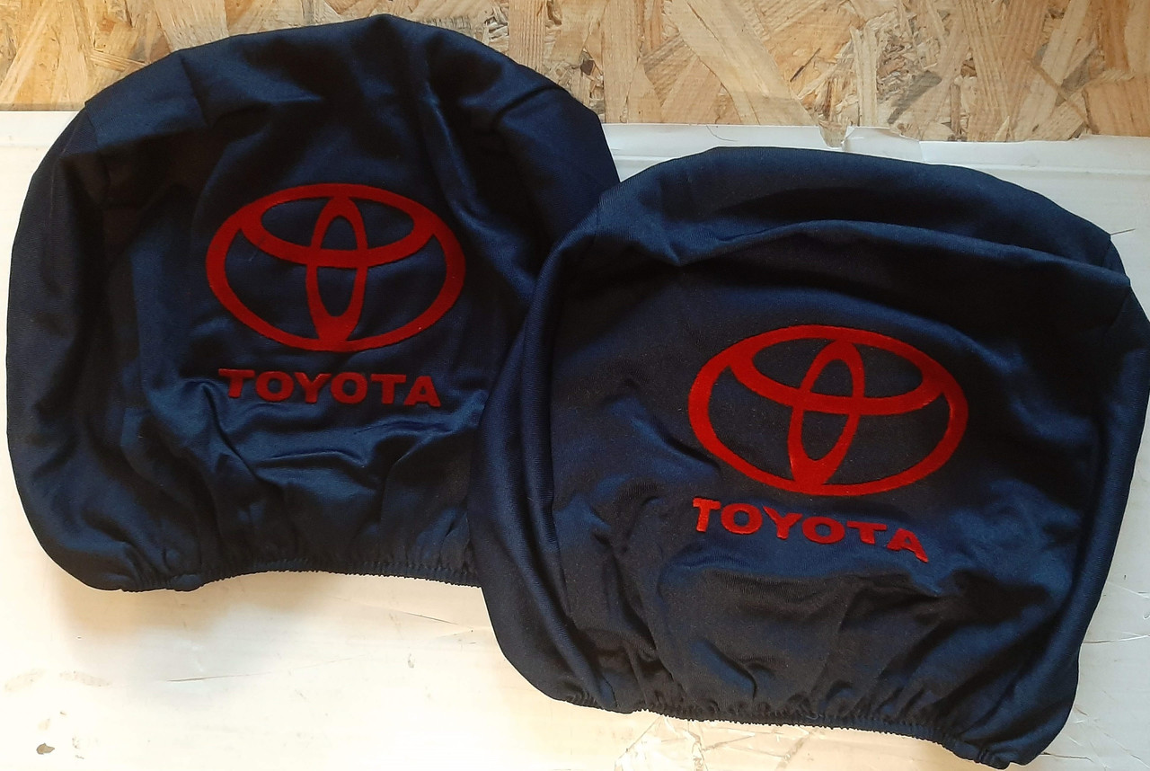 Чохли на підголівник Тойота Toyota темно-сині з червоним 2 шт.
