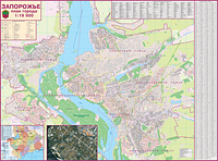 Карта настенная город Запорожье (С каждым домом) ламинированная планки