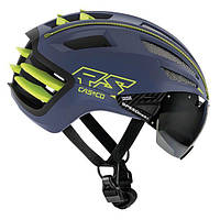 Велосипедный шлем Casco speedairo 2 blue-neon yellow w.visor vaut (MD)