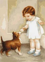 Дівчина з собакою. Набір для вишивання хрестом. Luca-S (B372)