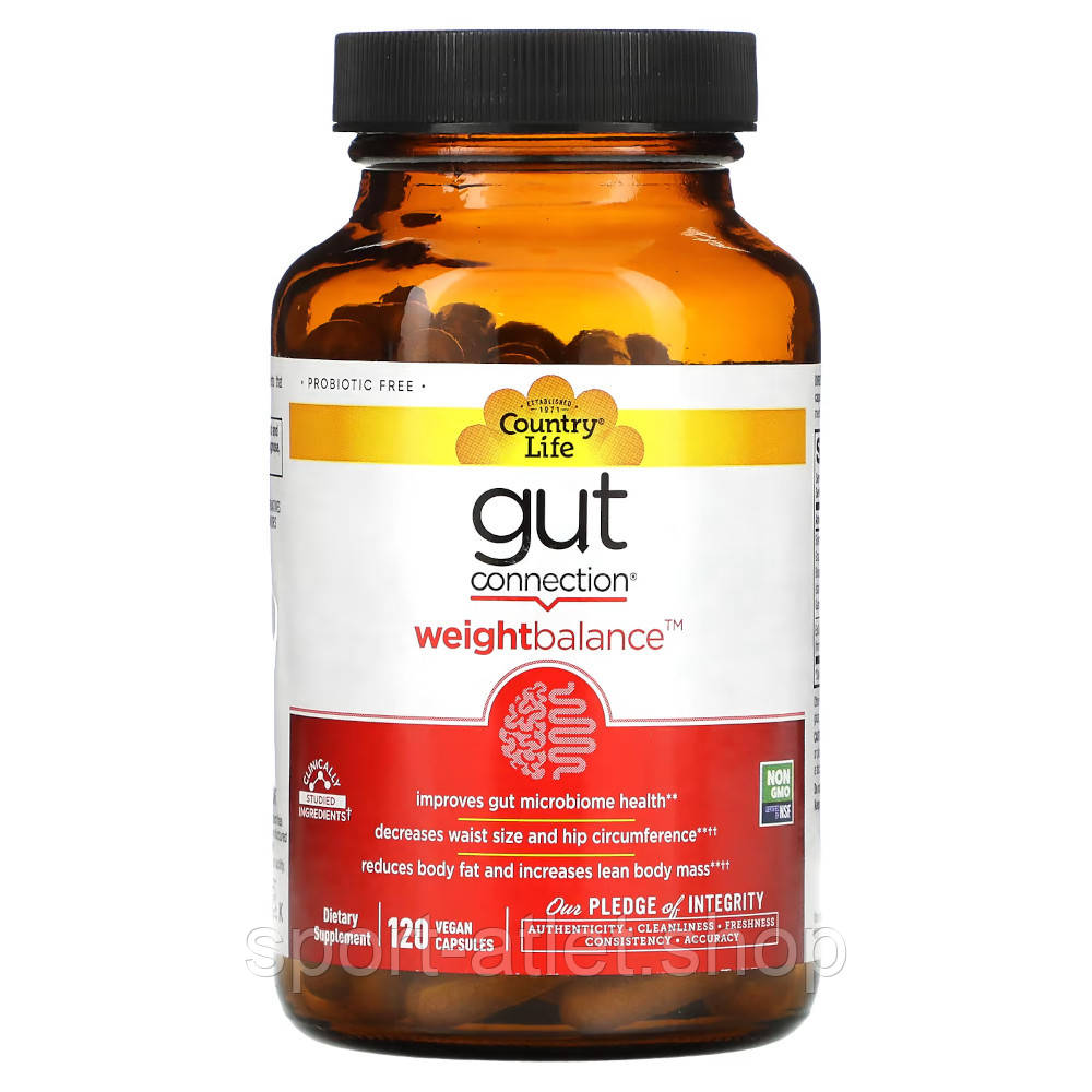 Натуральна добавка Country Life Gut Connection Weight Balance, 120 вегакапсул, фото 1