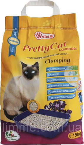 Наповнювач для котячого туалету Pretty Cat Lavander Бентонітовий комкуючий 5 кг