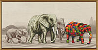 Прогулянка слонів. Набір для вишивання нитками на канві з малюнком фону. Нова Слобода Креатив (СВ3037)