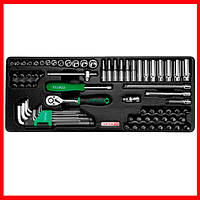 Набір інструментів 1/4" з головками та бітами 72 од. у ложементі для інструментальних візків TOPTUL GCAT7202