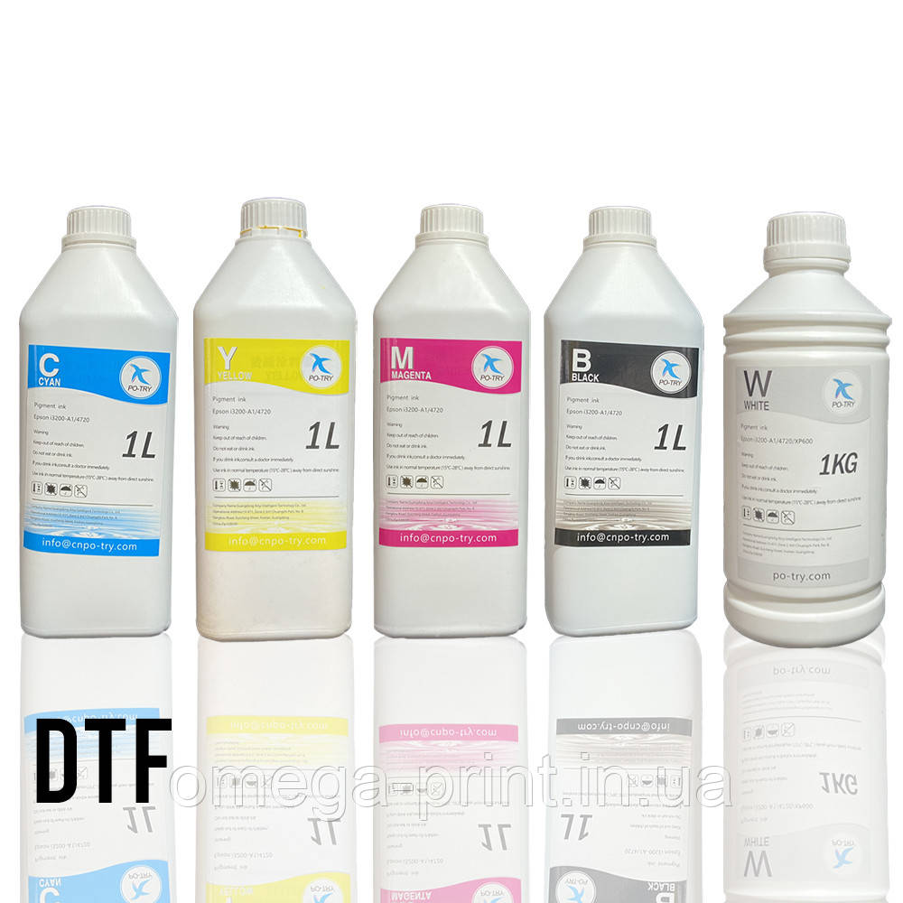 Чорнила для DTF друку CMYK +White 5*1000 мл
