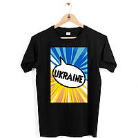 Футболка чорна з патріотичним принтом "Ukraine. Україна. Синьо-жовтий фон" Push IT