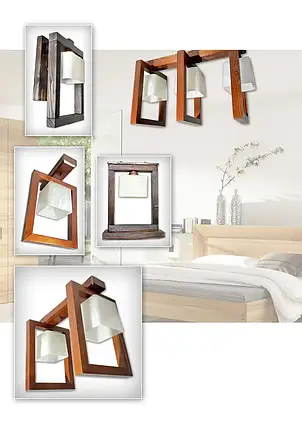 Люстра стельова на 2 плафони з натурального дерева коричнева для спальні кухні коридору Рамка/2, фото 2