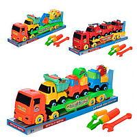 Конструктор 8636-8637-8639 на шурупах, трейлер 39см, машинки от10см.