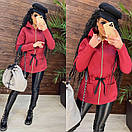 Жіноча утеплена кофта толстовка на флісі з капюшоном і кулискою на поясі (р.42-48) 11KF2048, фото 4