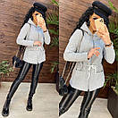 Жіноча утеплена кофта толстовка на флісі з капюшоном і кулискою на поясі (р.42-48) 11KF2048, фото 6