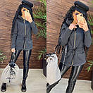 Жіноча утеплена кофта толстовка на флісі з капюшоном і кулискою на поясі (р.42-48) 11KF2048, фото 8