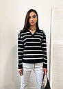 Жіноча смугата кофта поло вільного крою з манжетами (р. 42-46) 55KF2054, фото 3