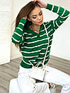 Жіноча смугата кофта поло вільного крою з манжетами (р. 42-46) 55KF2054, фото 4