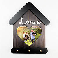 Декоративна ключниця-рамка для фото "Love" (Коричнева з серцем)