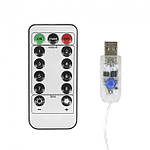 Світлодіодна гірлянда штора роса на дроті 2х2 м 160 LED пульт + USB теплий білий, фото 7