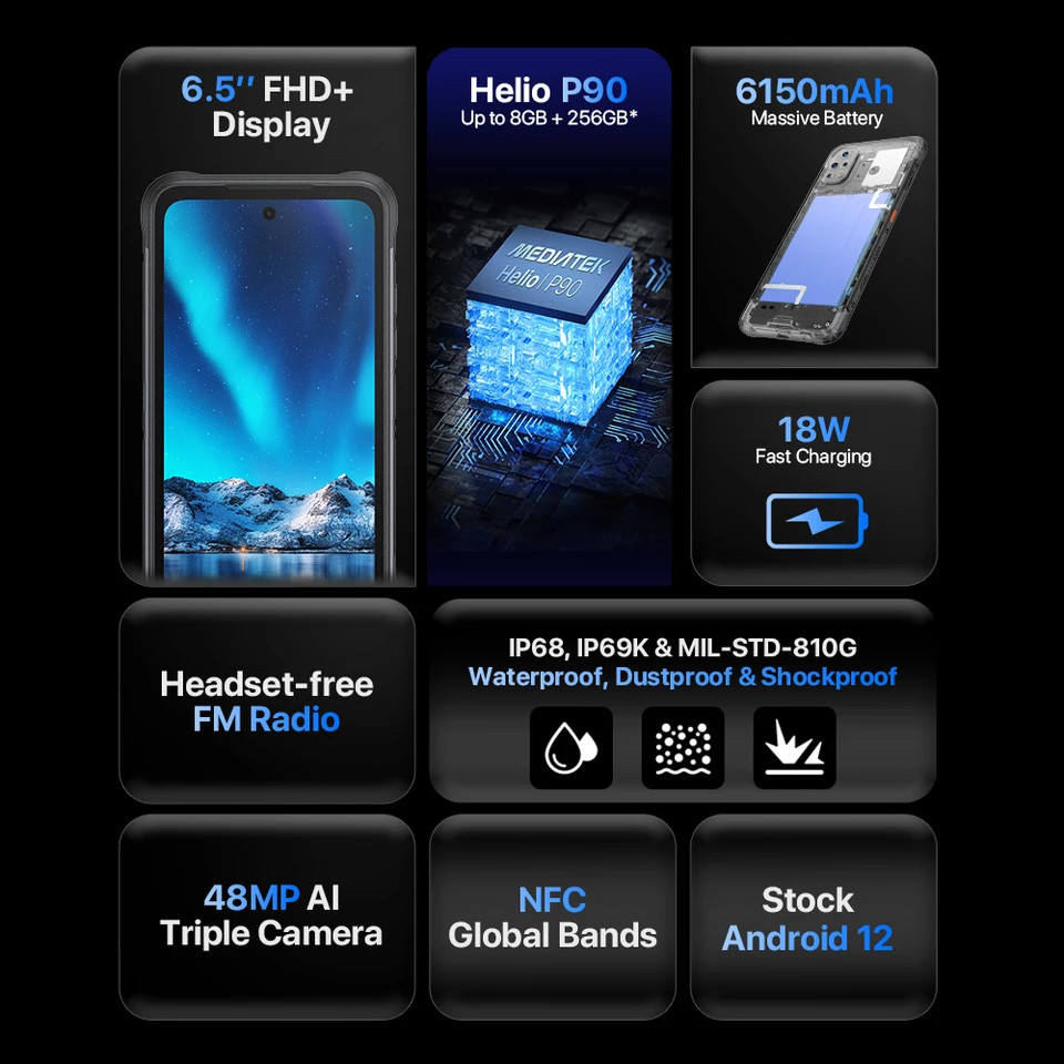 Смартфон Umidigi Bison 2 Black 6/128Gb Helio P90 NFC 6150mAh Android 12 - фото 6 - id-p1682140688
