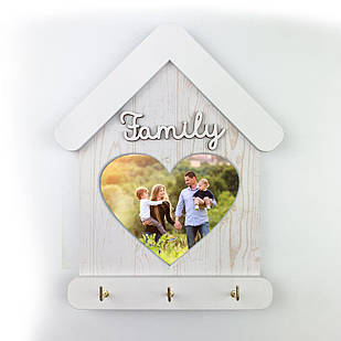 Декоративна ключниця-рамка для фото Family (Біла з серцем) хрклрам0005_11бса Тур-Колекшн