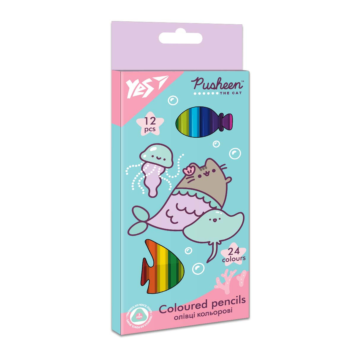 Олівці кольорові YES 12 шт 24 кол Pusheen (290677), фото 1