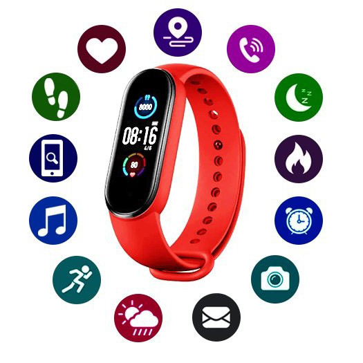Фитнес браслет Smart Watch M5 Band Classic Black смарт часы-трекер. Цвет: красный - умные часы и фитнес - фото 7 - id-p1682088774