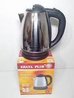 Електрочайник металевий дисковий Khata Plus 2 л 1800 Вт Нержавіюча сталь/Чорний Польща