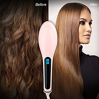 Электрическая расческа выпрямитель розовая Fast Hair Straightener HQT-906 выпрямитель для волос