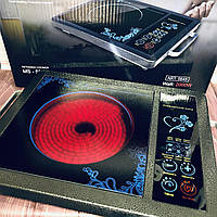 Інфрачервона плита DOMOTEC Німеччина, настільна одноконфоркова електроплита 2000 Вт, будь-який посуд