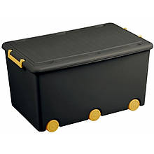 Багатофункціональний ящик з кришкою для іграшок graphite/yellow, графіт/жовтий